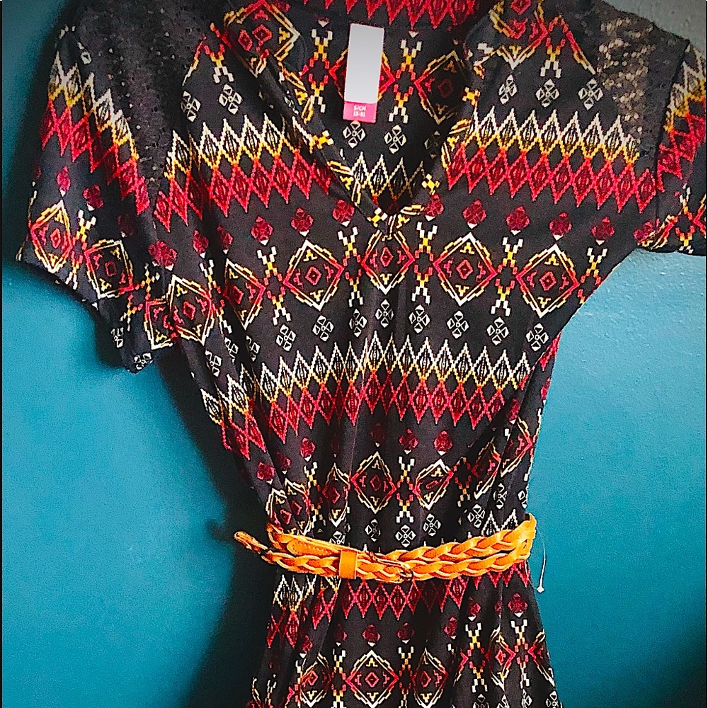☀️NOBO Silky Belted Summer Fun Patterned Dress☀️